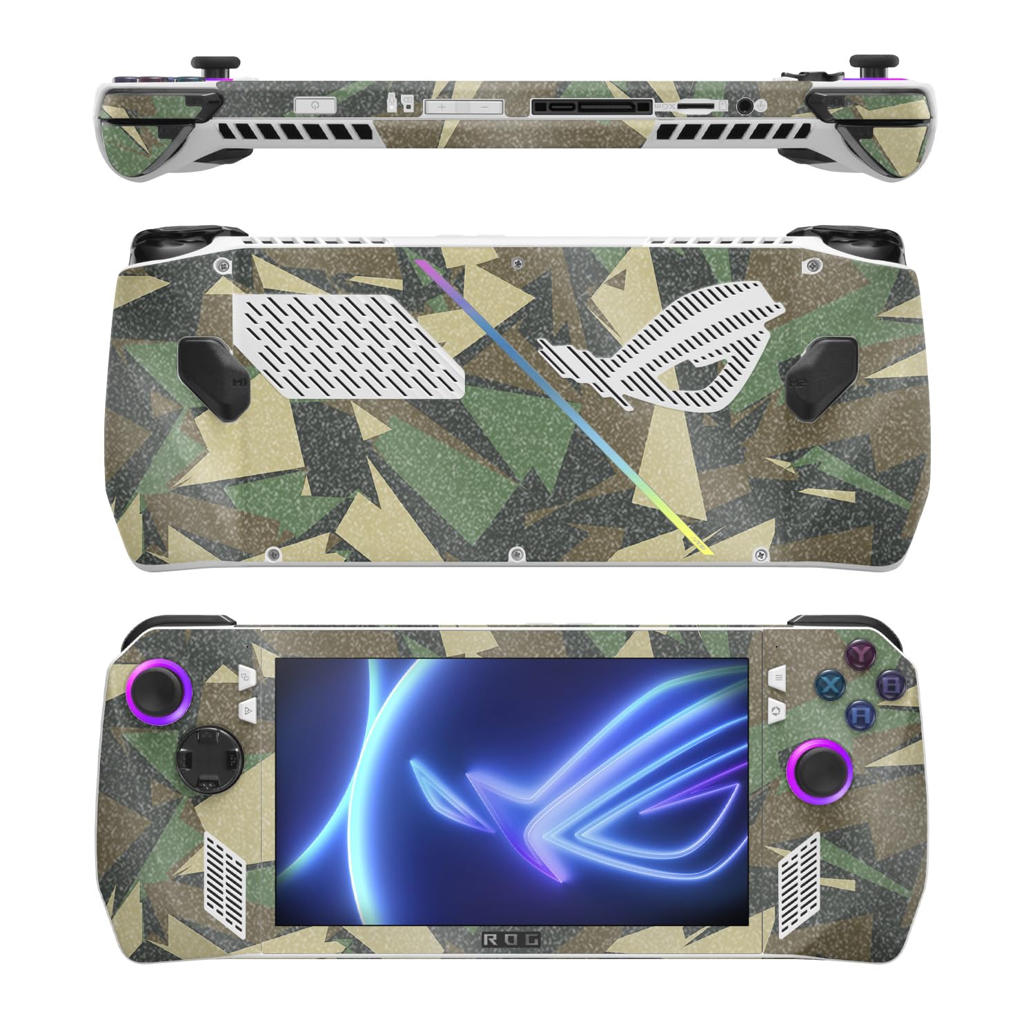 MightySkins Glossy Glitter Skin Compatible with Asus ROG Ally - Polygonal Camo | Protective, Durable High-Gloss Glitter Finish | Easy to Apply