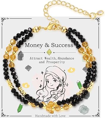 Healing Crystal Bracelets for Women, Natural Stone Beads Chakra Bracelet Protection Bracelet Birthday Gift Stress Relief Gifts Spiritual Gifts for Women with Meaning Card