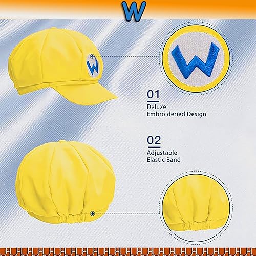 Miniatura 2 de ratote Disfraz de Wari y Waluig para adultos, mujeres y hombres, juego completo de accesorios de Halloween y cosplay con sombrero, bigote, guantes,