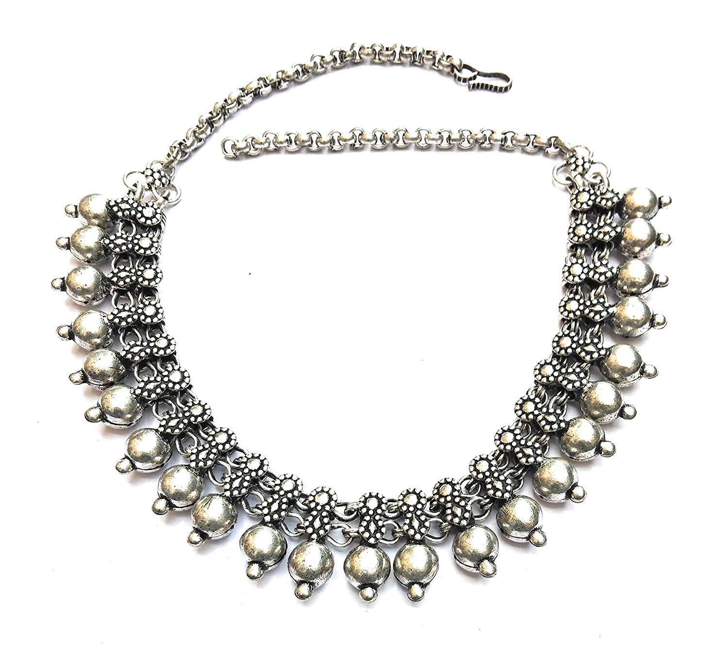 athizay Rajasthani Antique Heavy Tribal Statement Round Bead Necklace made of Oxidized silver || Made in India (B07528HX4G) Amazon Price History, Amazon Price Tracker