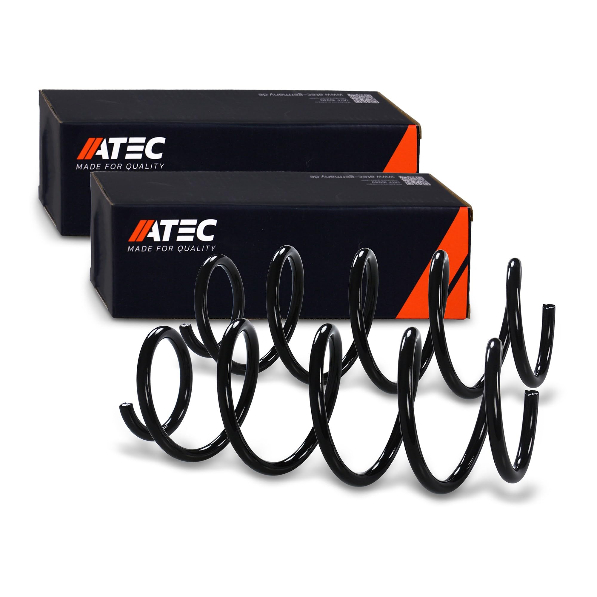 ATEC GERMANY 2x Muelle de suspensión delantero izquierdo y derecho compatible con SKODA OCTAVIA 2 (1Z3) (1Z5), VW GOLF 5, JETTA III (1K2), EOS (1F7, 1F8), GOLF 6, GOLF PLUS V (5M1, 521)