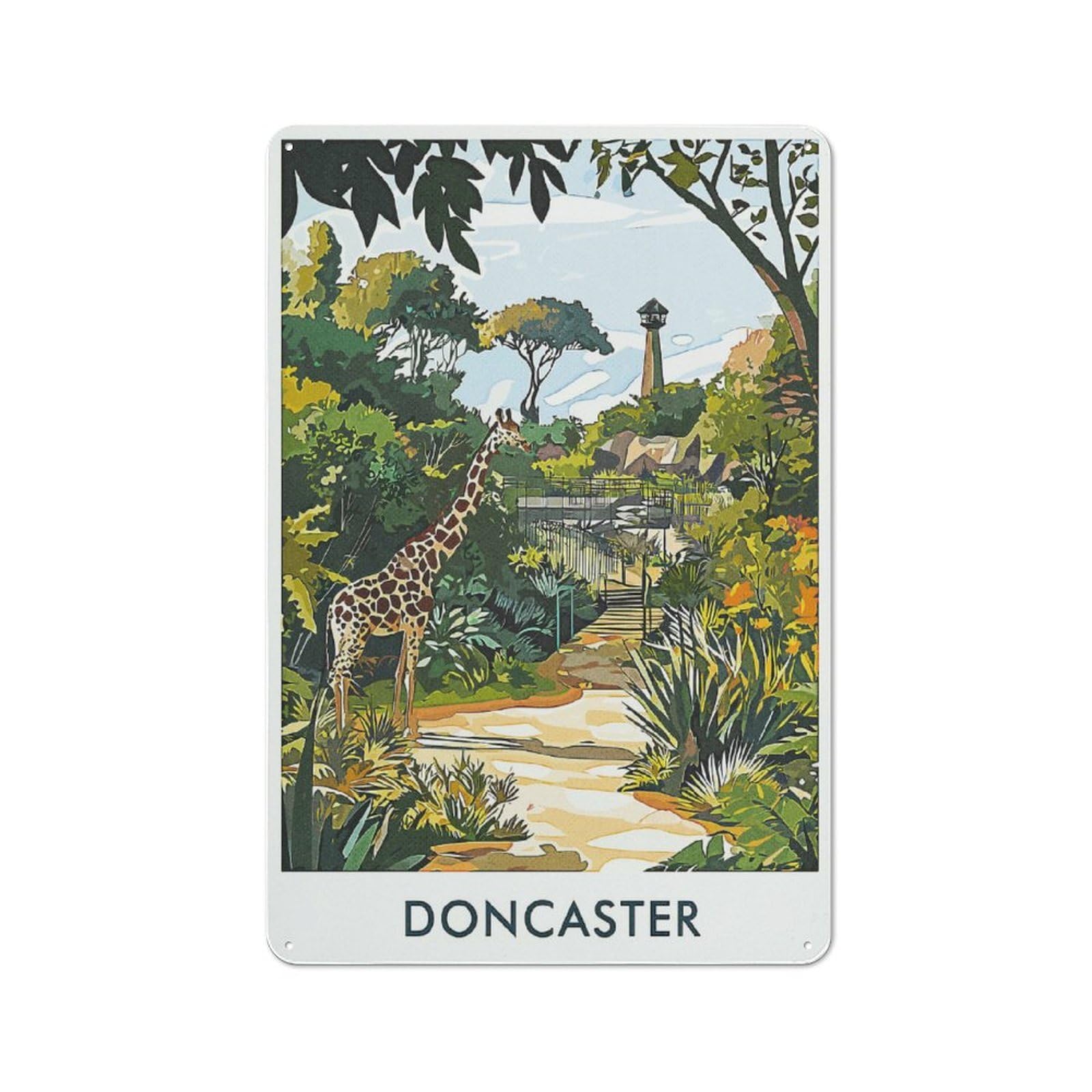 Junmoney Style-18 Doncaster Zoo Giraffe Shop Front Style Metal Wall Decor 30X20cm, Bistro Metal Sign For Takeaway, Bar, Kitchen Or Counter Area