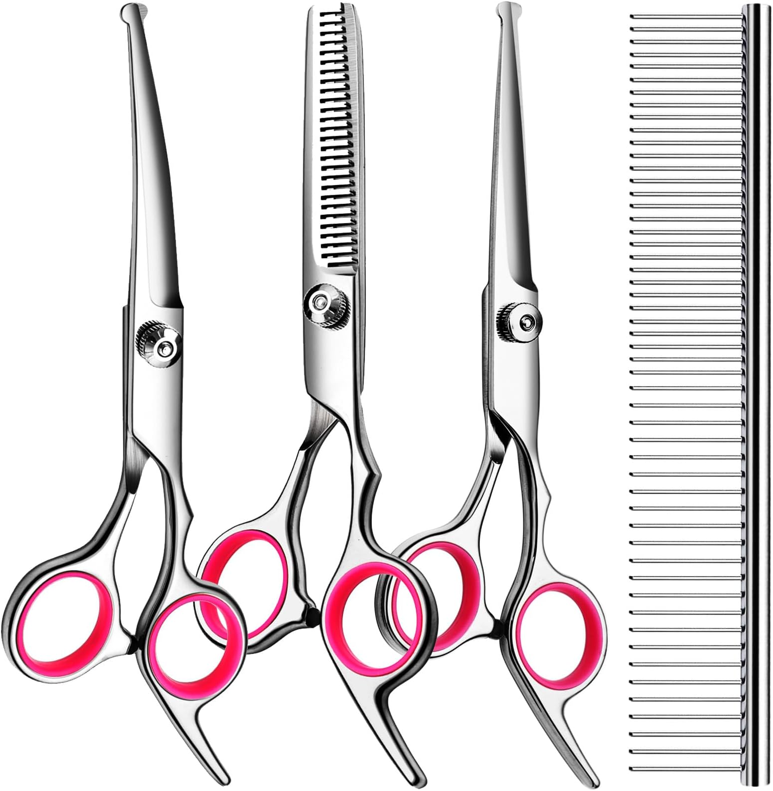 TINMARDA Professional Dog Grooming Scissors Kit with Safety Round Tips, Sharp and Durable Titanium Coated Pet Grooming Shears for Dog Cat
