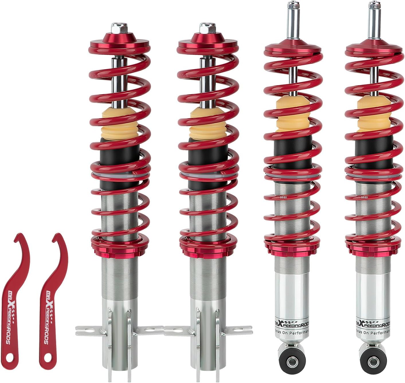 maXpeedingrods Coilovers for VW Rabbit/Golf MK1 1975-1984, for VW Jetta MK1 1980-1984, for VW Scirocco 1975-1989, Height Adjustment Coilovers Suspension Kit, Preset Damping Lowering Kit Red
