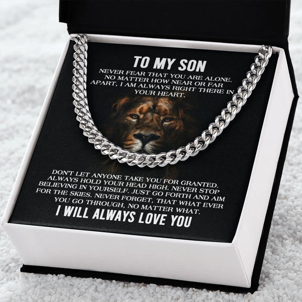 To My Son Cuban Chain Necklace From Mom, Son Necklace From Dad, Mother And Sons Necklaces, Sons Gifts from Father, Gifts for Him Birthday Christmas Anniversary Graduation Day - Image 4