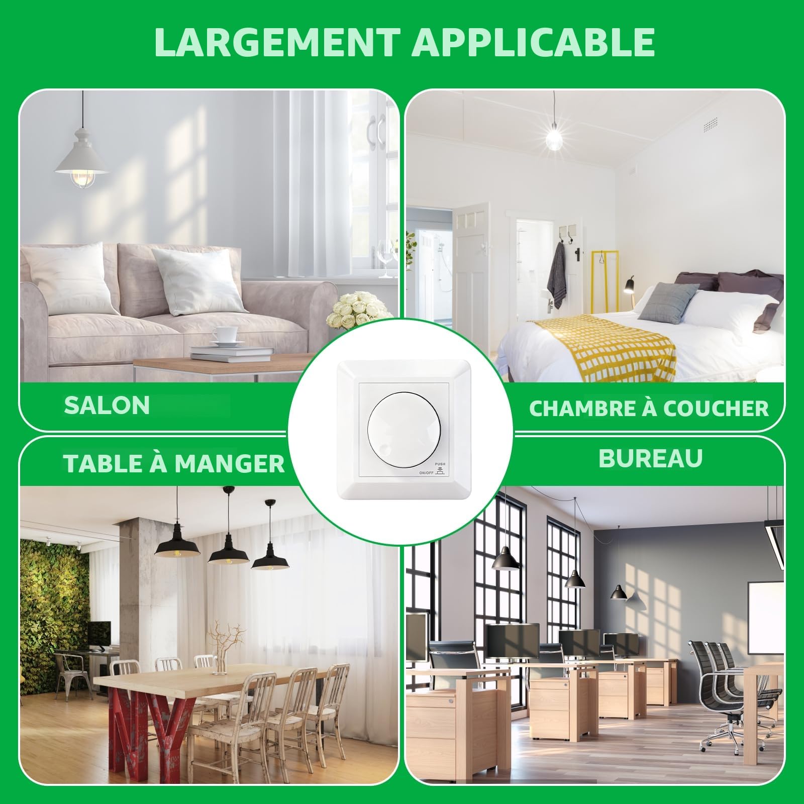 Variateur de lumiere led 230V interrupteur variateur led 5-400W rotatif encastré à intensité variable pour lampes LED monochromes Lampes halogènes incandescentes BQ-TTDIM