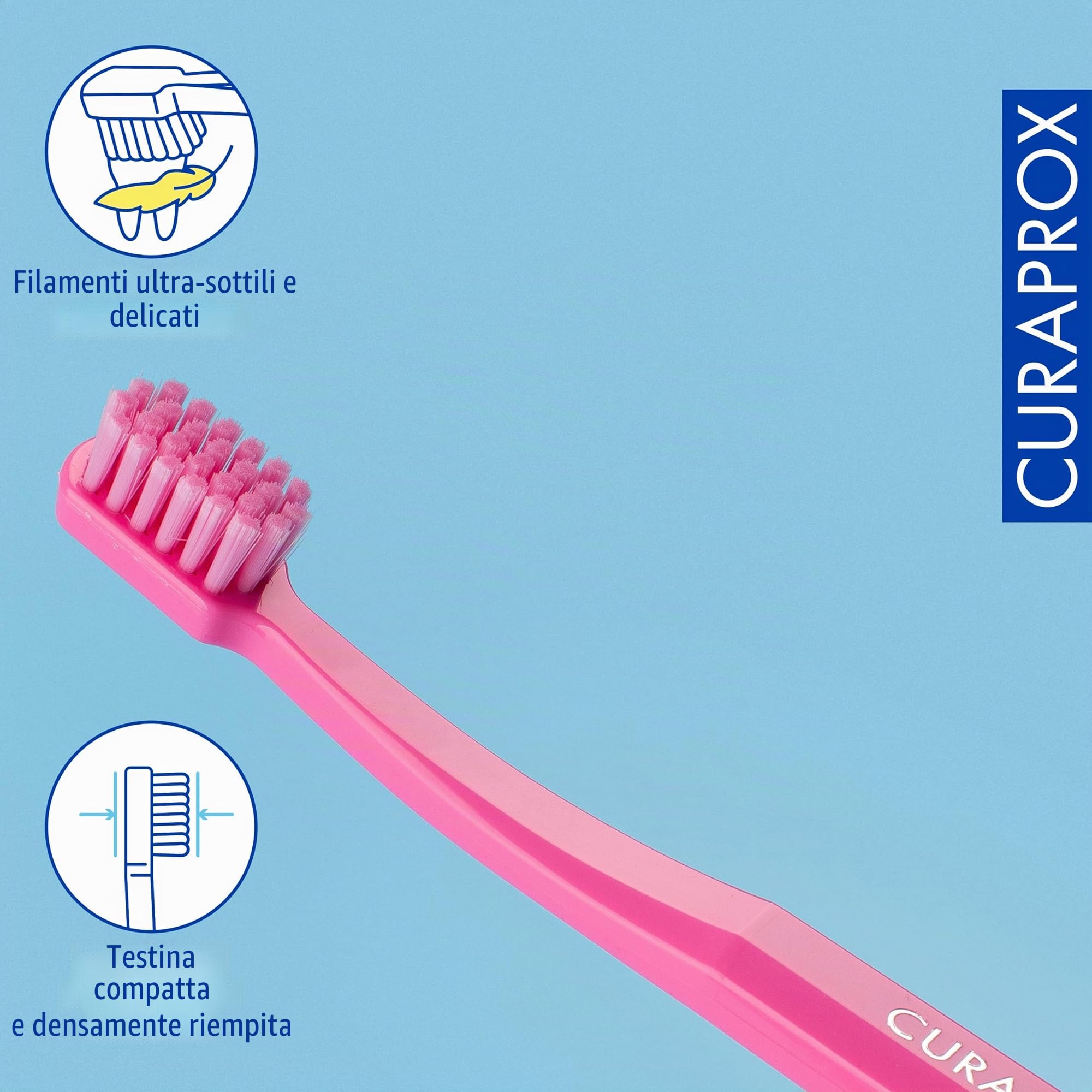 Curaprox Spazzolino CS Kids-Per bambini dai 4 ai 12 anni/Pulizia delicata ultra-morbida | 5.500 filamenti Curen® / Rosa/Confezione singola/Made in Switzerland