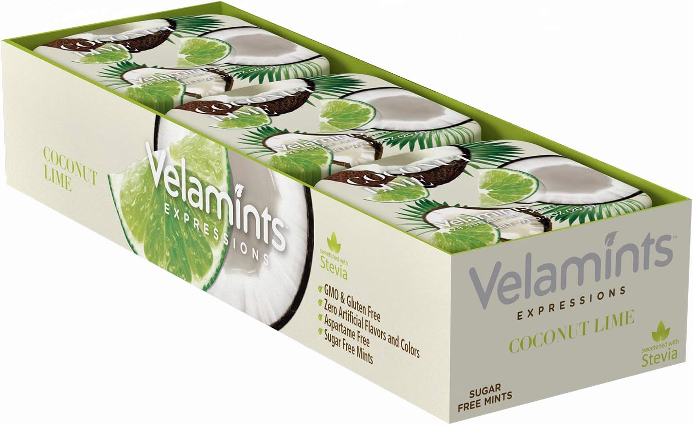 Velamints Expressions Coconut Lime Mints Tin - Sugar Free Sweetened with Stevia