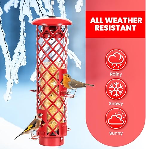 Miniatura 5 de Comedero de pájaros para colgar al aire libre, a prueba de ardillas, comedero retráctil para exteriores, 6.2 libras, gran capacidad para cardenal,