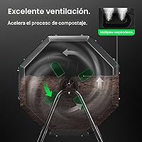 Vista 4 de VIVOSUN Cubo de compostaje giratorio para exteriores, con puerta negra de 43 galones, doble lote giratorio