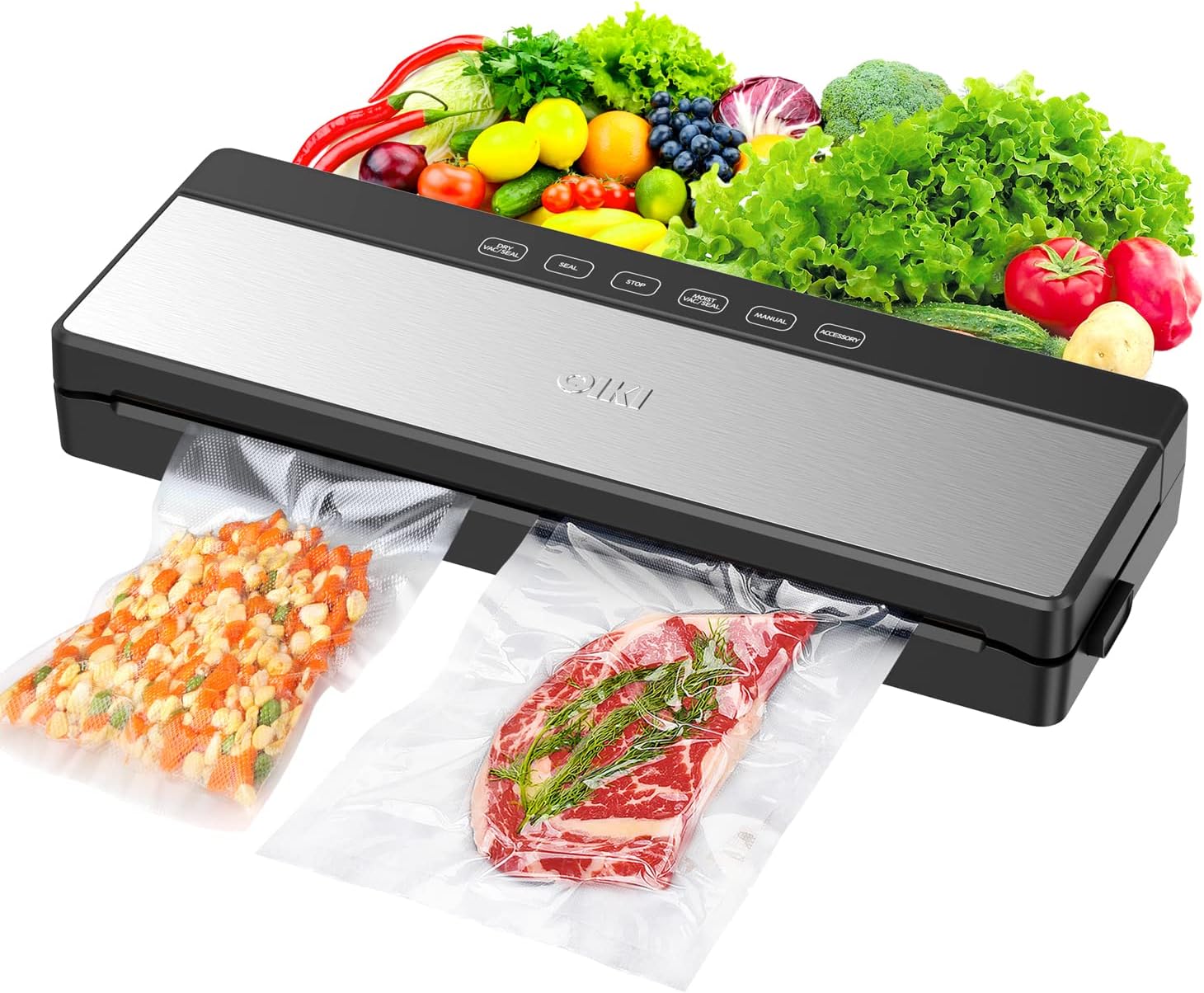 Vacuum Sealer Machine for Food Saver, 6-in-1 Full Automatic Food Sealer With Built-in Cutter &Vacuum Sealers Bags, Air Sealing Dry/Moist/External Vacuum System Modes for All Saving Needs Starter Kit
