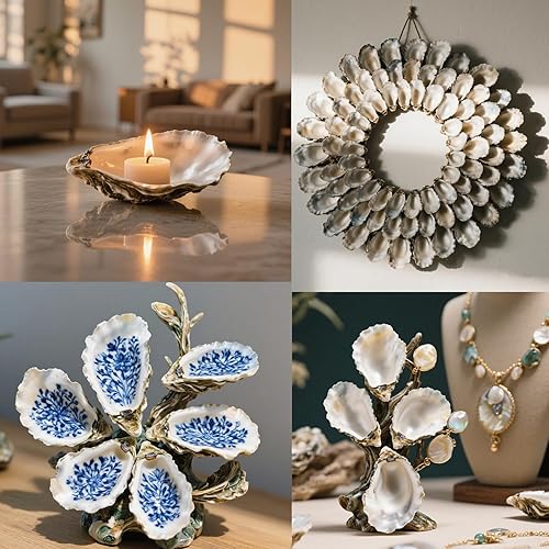 Miniatura 4 de 25 conchas cóncavas de ostras para manualidades, conchas de ostras grandes de 4 a 5 pulgadas, a granel para el hogar, relleno de jarrones,