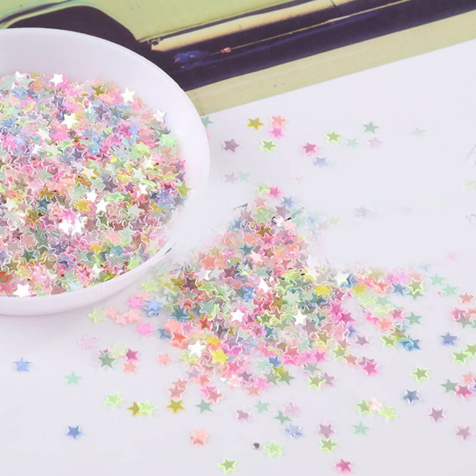 Lose Pailletten, Pailletten, 500 g/Packung, ultradünne mondförmige Pailletten for Nagelkunst, PET, bunte Pailletten, Pailletten, Hochzeit, Basteln, Dekoration, Konfetti