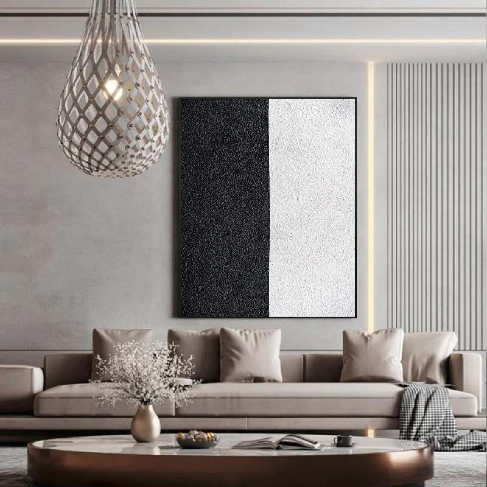 Leinwand Bilder Abstrakt Modern Kunst Schwarz und Weiß 200x100 cm Leinwandbild Groß XXL Wohnzimmer Schlafzimmer Wandbild Kunstdruck Wandbilder Wand Deko Bild auf Leinwand Ungerahmt