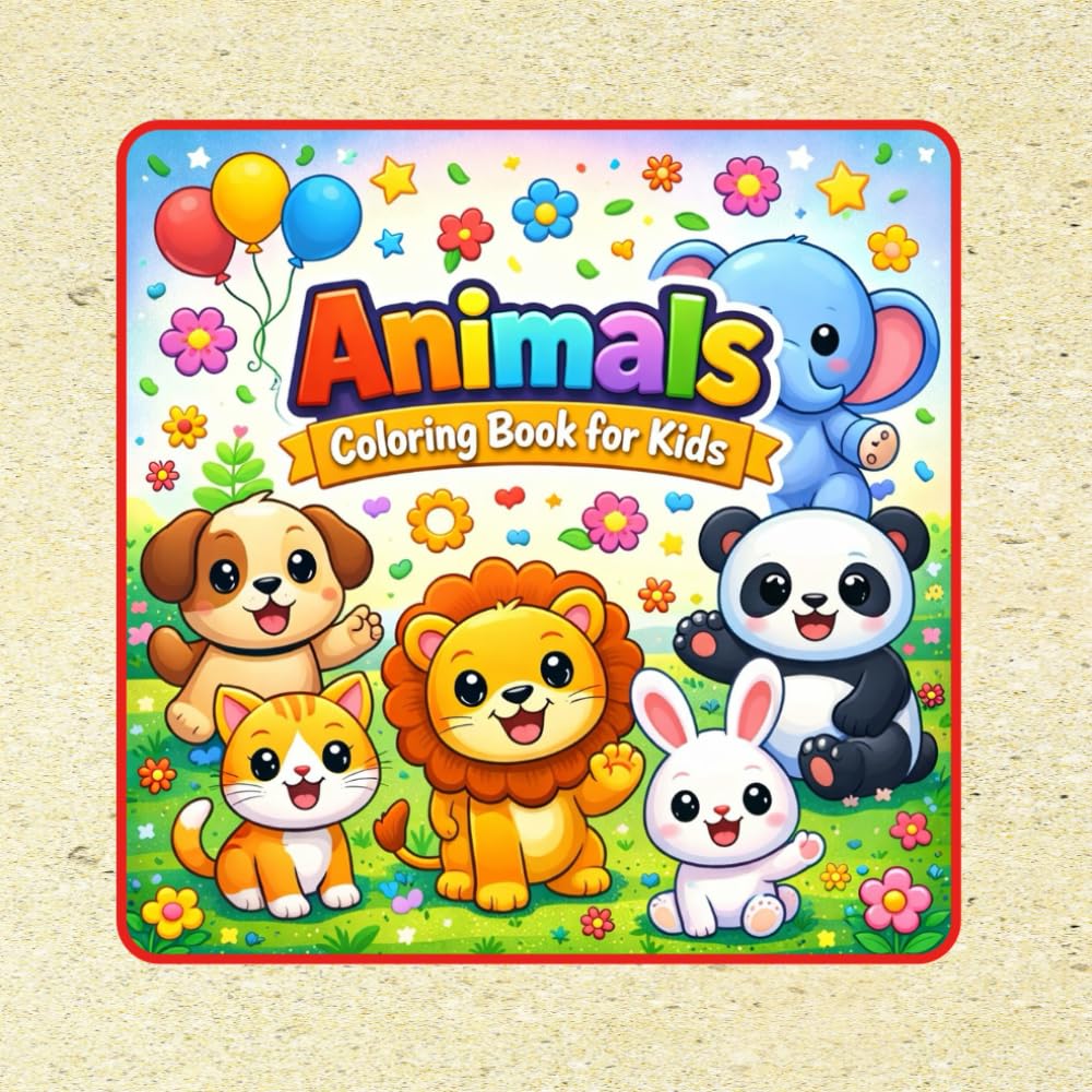 Animals Coloring Book for Kids: Cute and Fun Animal Coloring Pages for Boys & Girls Ages 3–8