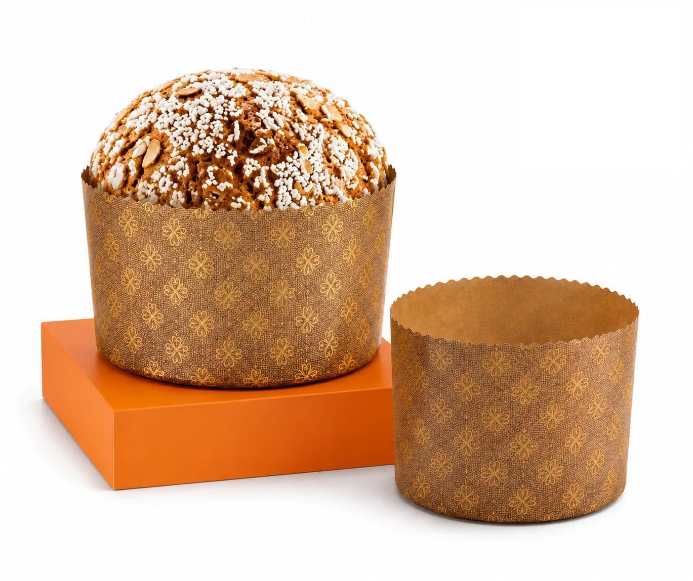 Pastry Chef's Boutique Molde de papel Panettone fino – XS – 4-3/8" x 3-3/8" - 250 gr - Paquete de 12 - Fabricado en Italia