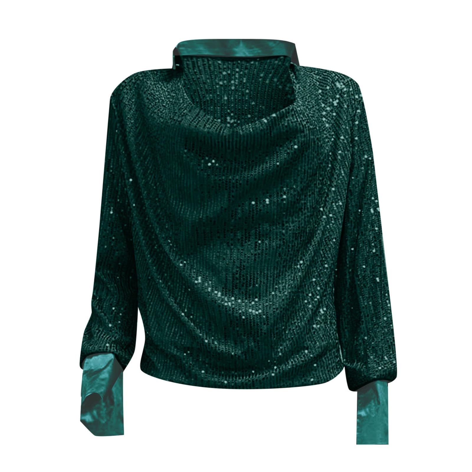Haut Sequin Femme Chic Et Elegant Soiree T-Shirt Shiny Col V Sexy À Manches Maille Chemisier Élégant Hauts Blouse Paillettes 3/4 À Volants Tunique Pull Top