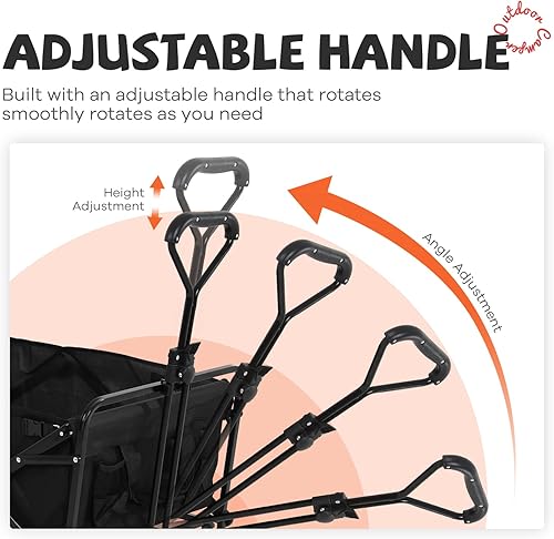 Miniatura 3 de Wagon - Carrito plegable con ruedas, carrito de jardín para la playa, comestibles, ruedas todo terreno para ir al parque comercial, picnic, viaje a