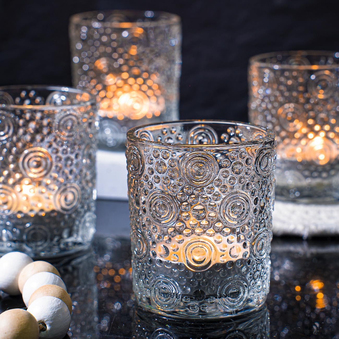 Capaniel 36pcs Clear Votive Candle Holders, Tea Light Candle Holder Glass, Tealight Candle Holders for Valentine's Day, Wedding Decor, Engagement, Birthday, Home Decor, Dinner Party