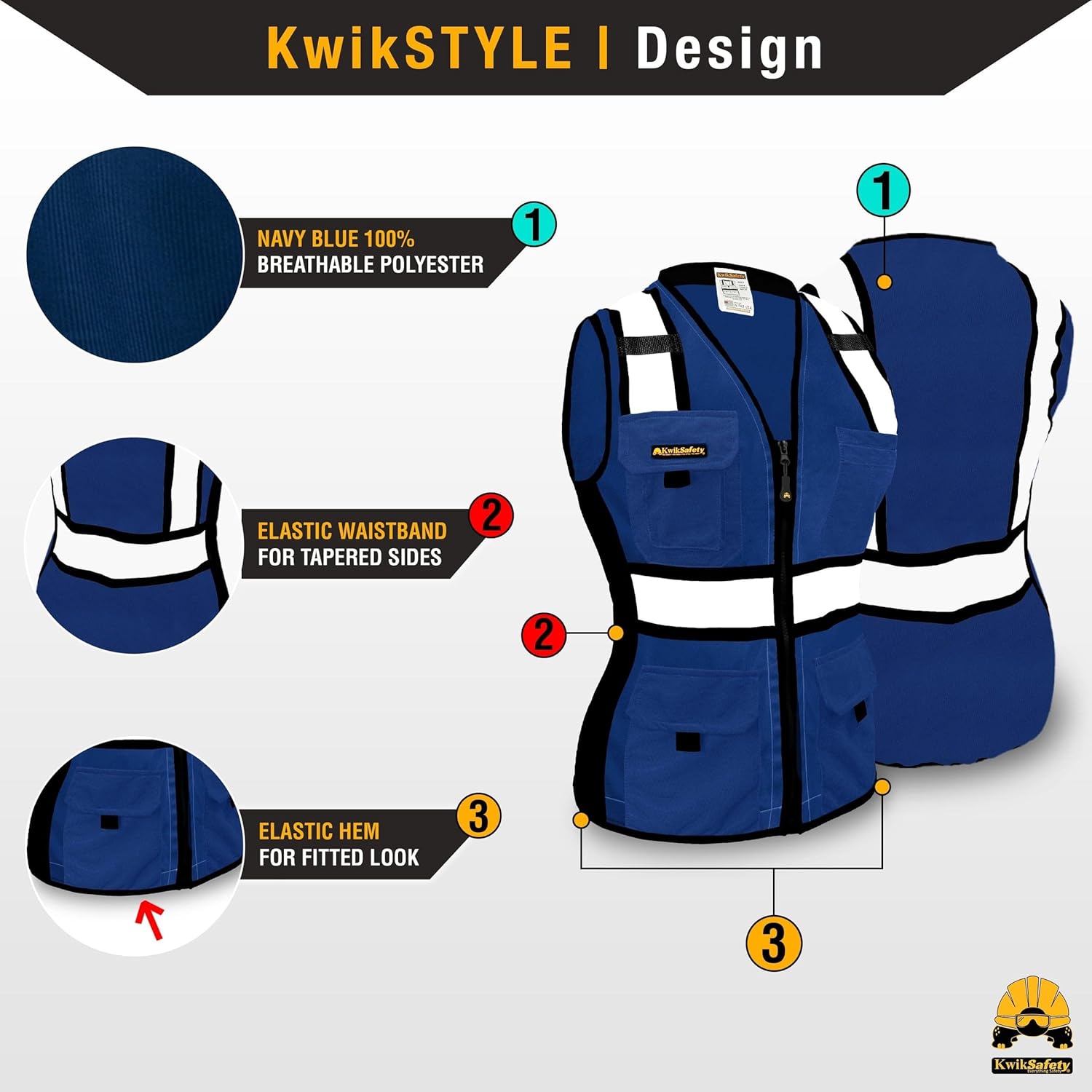 KwikSafety - Multi-Color Safety Vest for Women | Premium Reflective High Visibility Vest, ANSI Class Unrated - Image 2