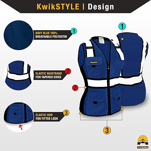 Miniatura 2 de KwikSafety - Charlotte, NC - Chaleco de seguridad multicolor para mujer, tiras reflectantes de alta visibilidad Clase ANSI Premium sin clasificación