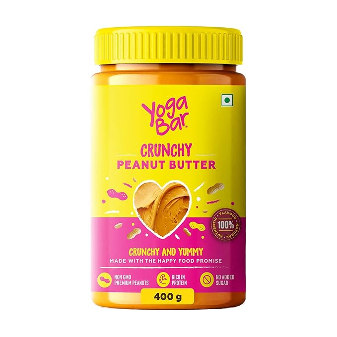 Yogabar Crunchy Peanut Butter Unsweetened | Premium Non GMO Slow Roasted Peanut Butter| No Added Sugar Peanut Butter Crunchy | No Palm Oil & Vegan 400g at Rs. 157