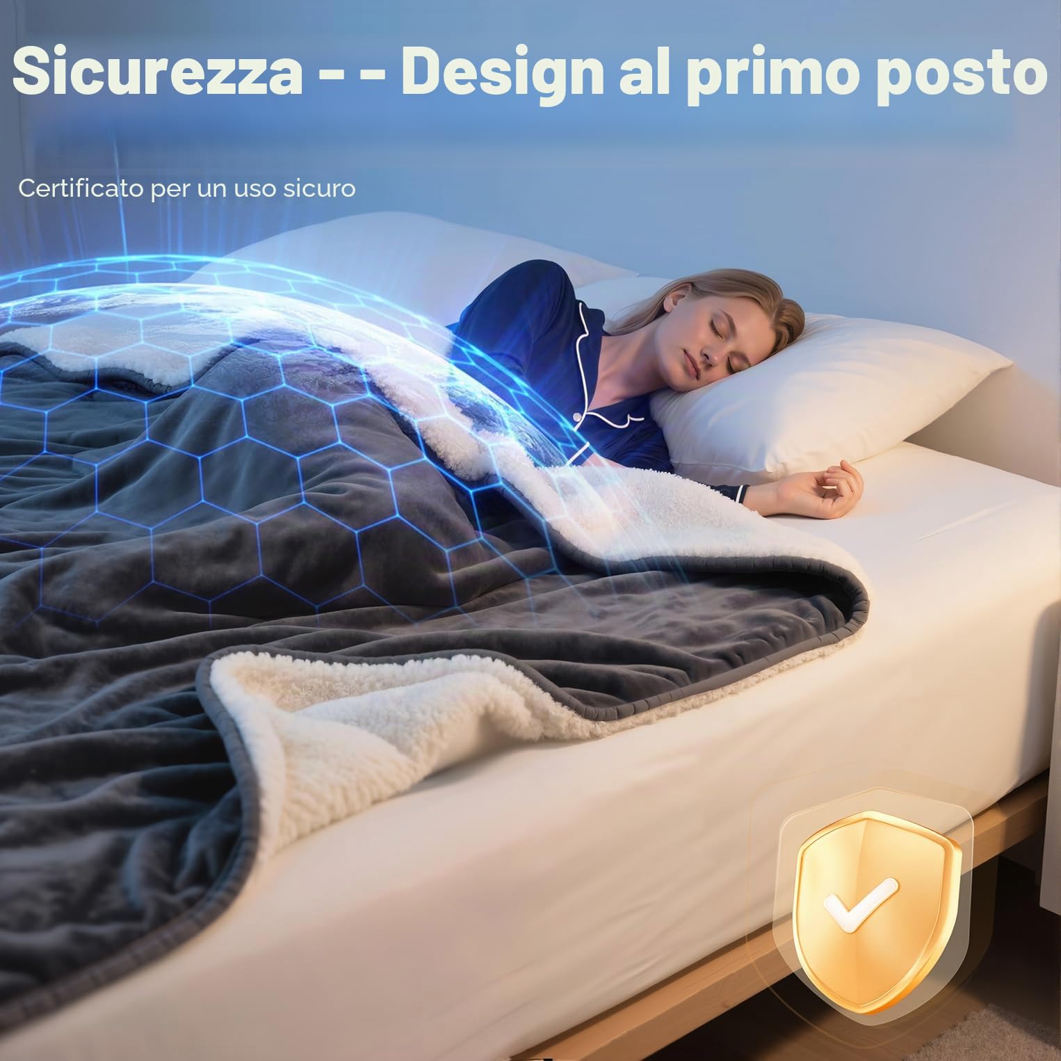Coperta riscaldata elettrica 2025 aggiornata - Coperta elettrica in morbida flanella, con 4 livelli di calore e 1-4 ore di spegnimento automatico contro il surriscaldamento, lavabile in