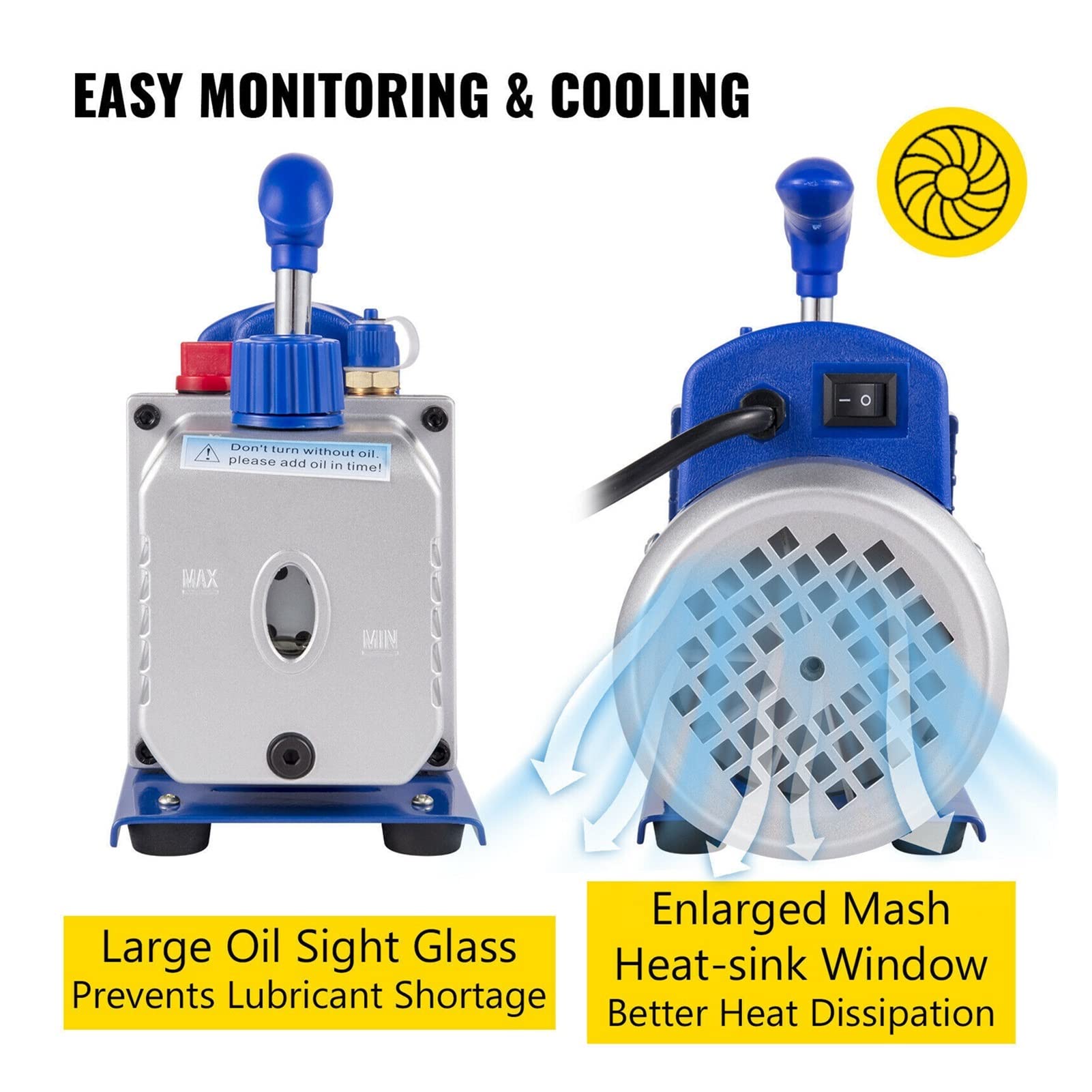 Zestawy pompy próżniowej 1,8-4. 8cfm HVAC Chłodzenie 1/3 1/4 Z miernikiem kolektora do klimatyzacji gospodarstwa domowego Narzędzia do majsterkowania(1.8CFM 1-4HP)