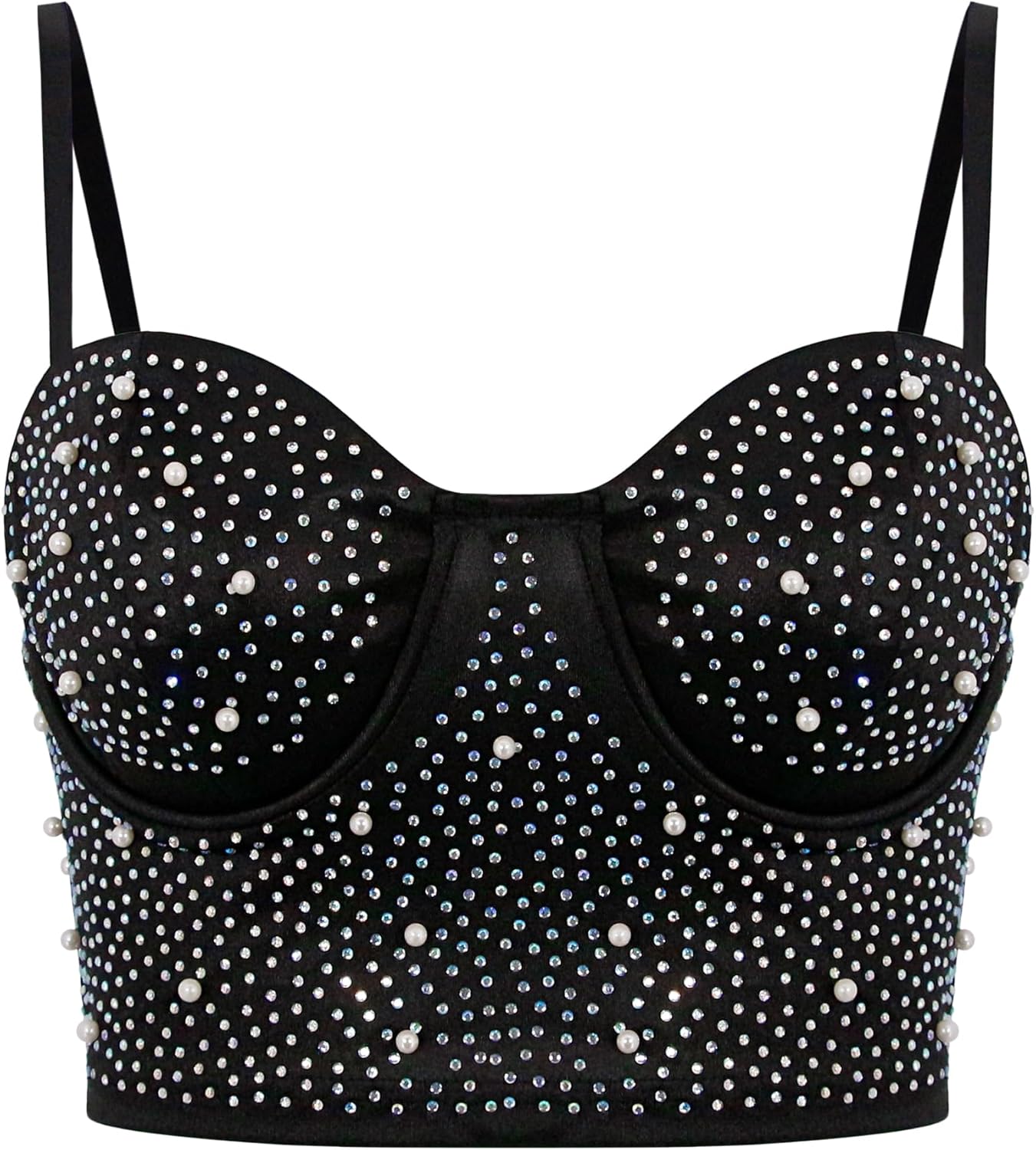 TYNORA Women's Sparkly Rhinestone Fringe Crop Top Sexy Halter V Neck Tassel Camisole Tank Clubwear - Image 5