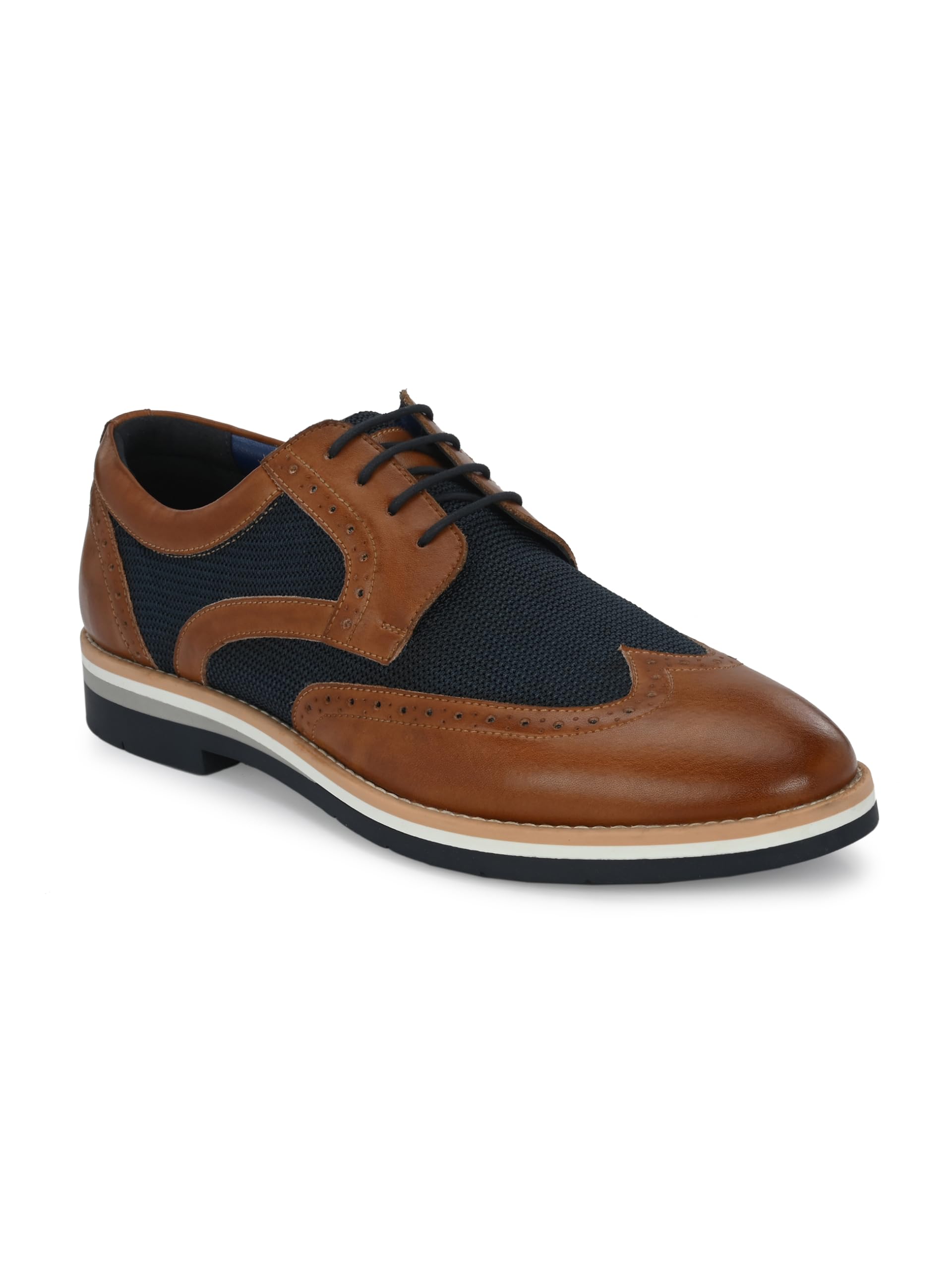 Cognac Vintage Vibe Premium Leather Formal Brogues for Men with TPR Sole-image-35