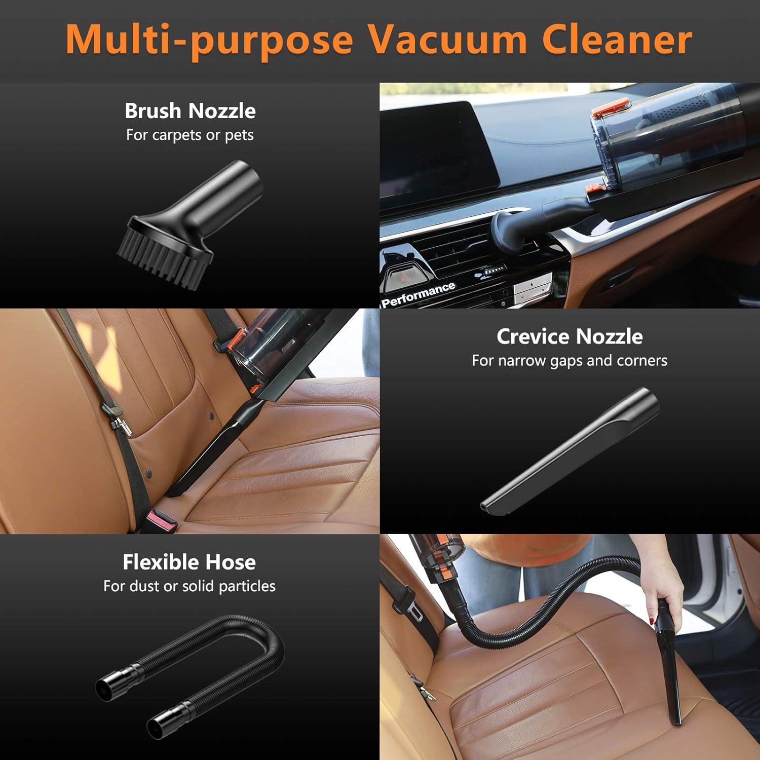 AUTOWOEL Best Car Vacuum Cleaner, Handheld Portable Vacuum Cleaner for Car, 7500PA High Power Handheld Vacuum Cleaner, Double Motor Cyclone Suction Vacuum with Wet or Dry, 16.4 Ft Corded : Automotive