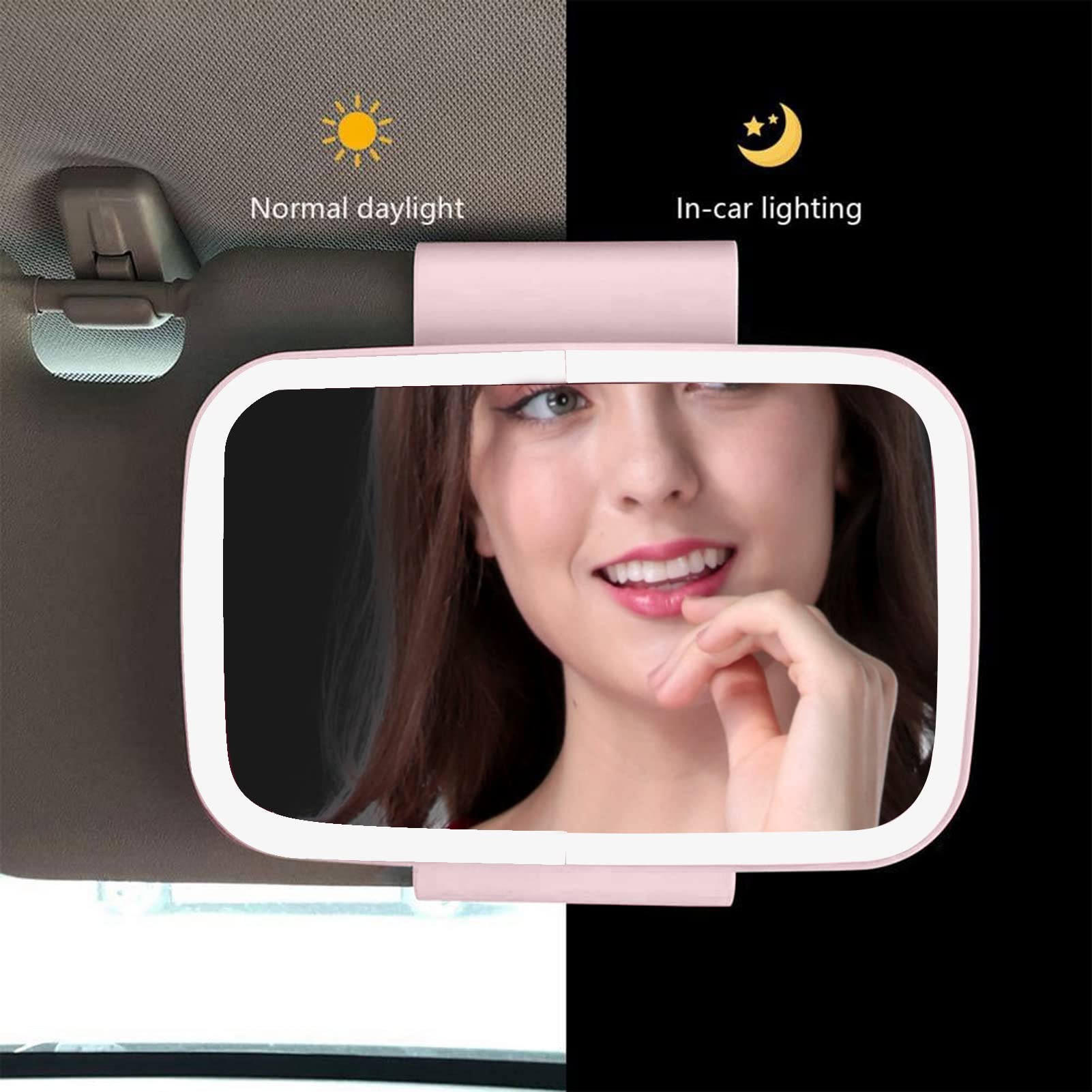Miroir de Maquillage à LED Voiture avec 3 Modes d'éclairage, Miroir de Maquillage Pare-Soleil Miroir de Maquillage à LED Voiture avec 3 Modes d'éclairage, Miroir de Maquillage Pare-Soleil