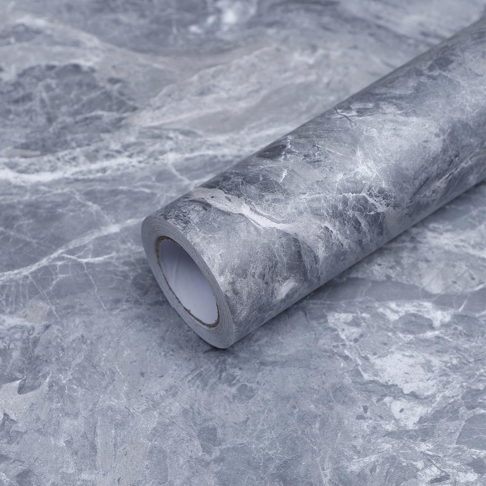 FEILAYS Dark Grey Marble Vinyl Wrap Self Adhesive Wallpaper Peel and Stick Kitchen Worktop Covering Bathroomfor Wallpaper Removable Waterproof Sticker 40CMx3M