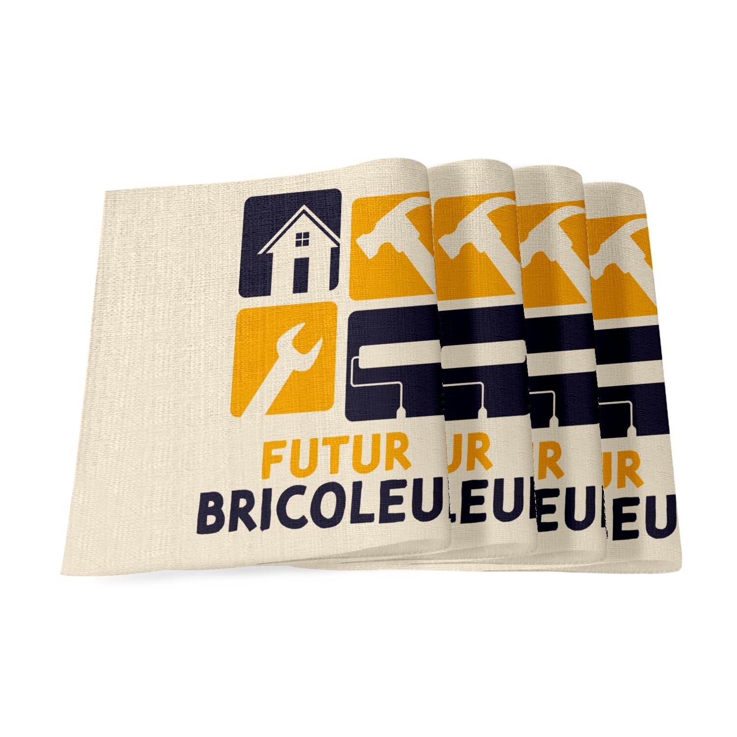 Sets de table en lin enfant grand format 40x28,5 cm thème métier manuel maison