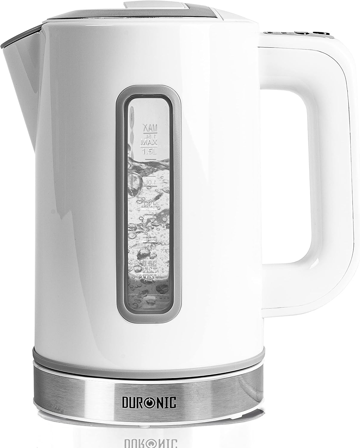 Duronic Electric Kettle EK30 WE White 1.5L Fast Boil Kettle Eco