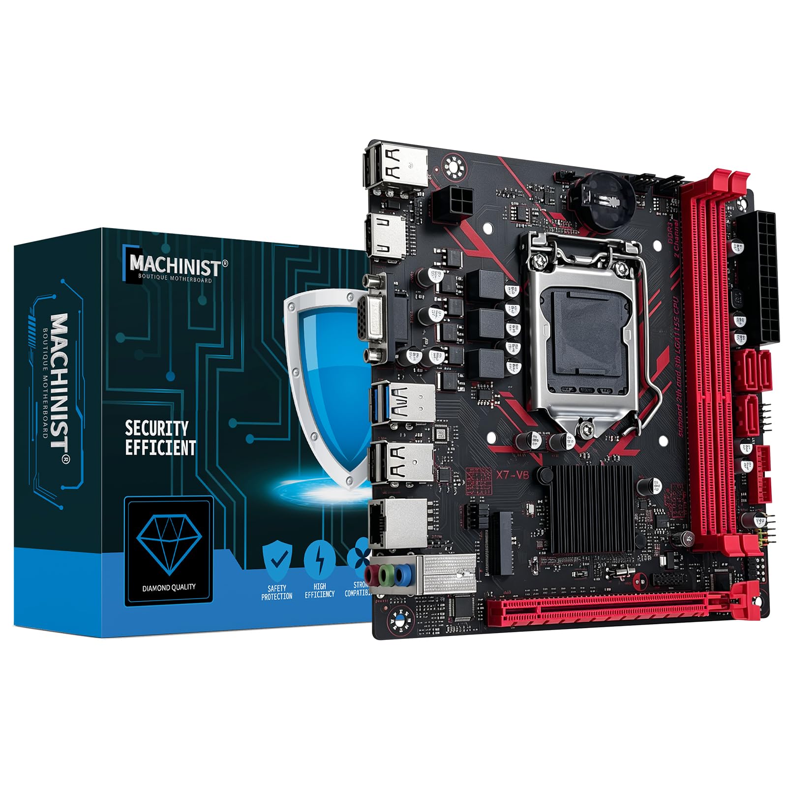 MACHINIST Placa base B75 LGA 1155, compatible con procesadores Intel de 2ª/3ª generación Core i3, i5, i7/Xeon E3 12xx, ranuras (DDR3, NVME/NGFF M.2, SATA 6Gb/s, USB 3.0, Gigabit LAN) PC PC Gaming