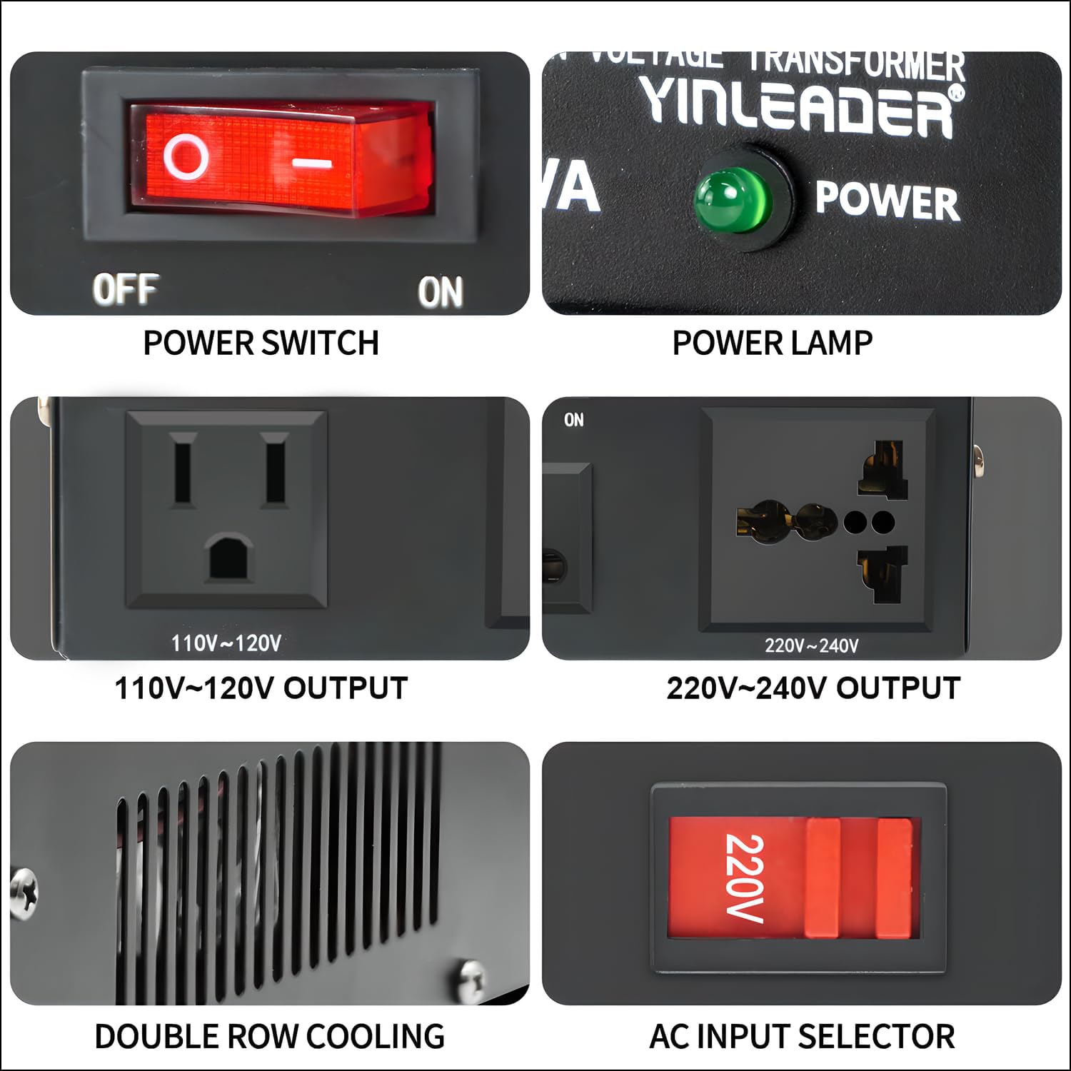 Yinleader Trasformatore di tensione 500VA - Convertitore di tensione da 230V a 110V/110V a 230V