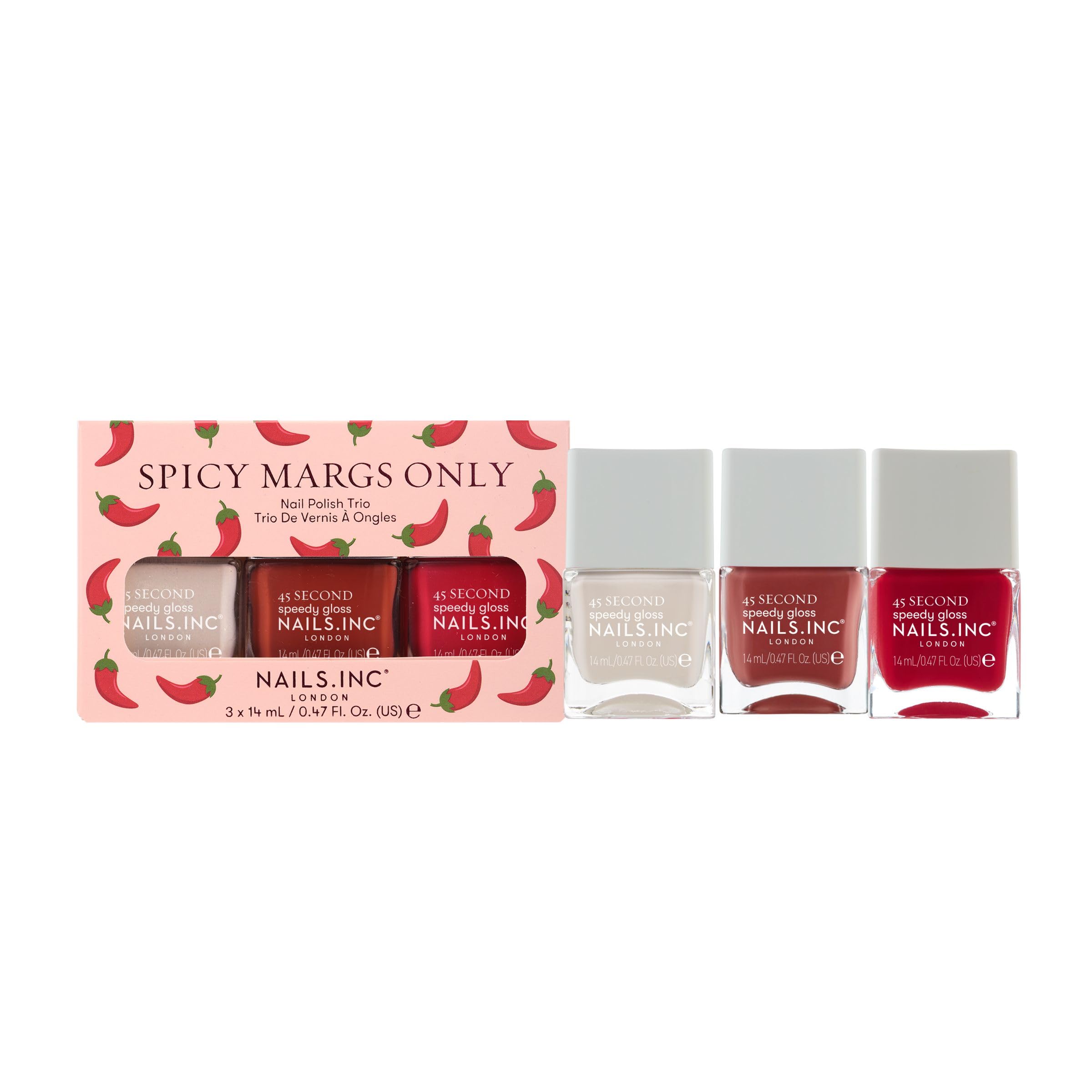 Nails.INC 45 Second Speedy Gloss Spicy Margs Only Nail Polish Trio, 3 PC