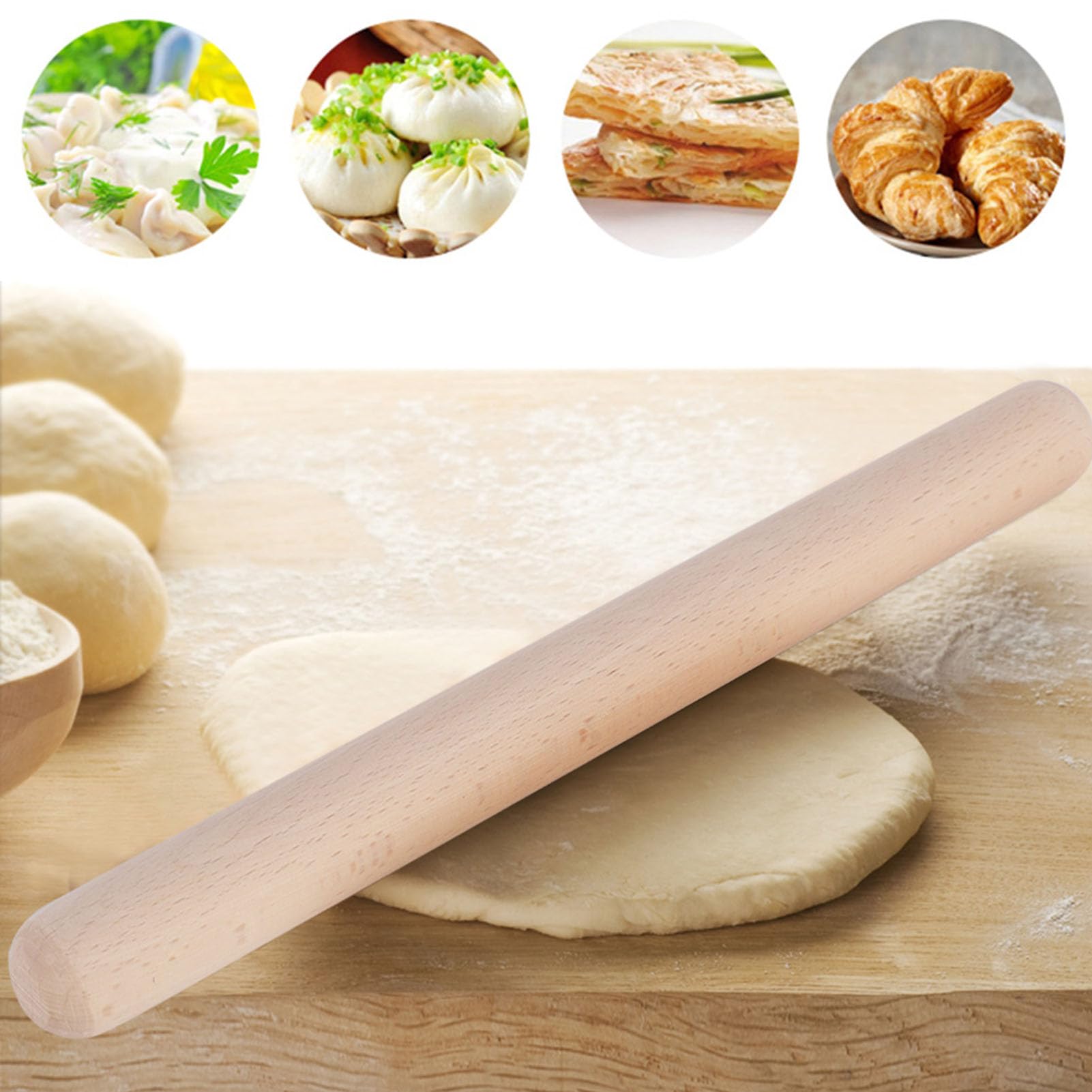 Wałek do Pieczenia, Wałek do Ciasta Drewniany, Mały Wałek do Ciasta na Drewno, Wałek do Ciasta z Litego Drewna, Wałek do Ciasta do Pieczenia Ciasteczek, Ciasto do Ciasta(39cm)