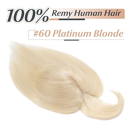 Miniatura 2 de Benehair Toppers de cabello humano 100 % Remy para mujer con flequillo, densidad del 150 % hechas a mano, base de seda, piezas de cabello con clip