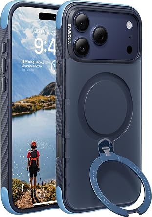 TORRAS Q3 Rugged for iPhone 17 Pro Max Case 360 Magnetic Stand, Deep Blue