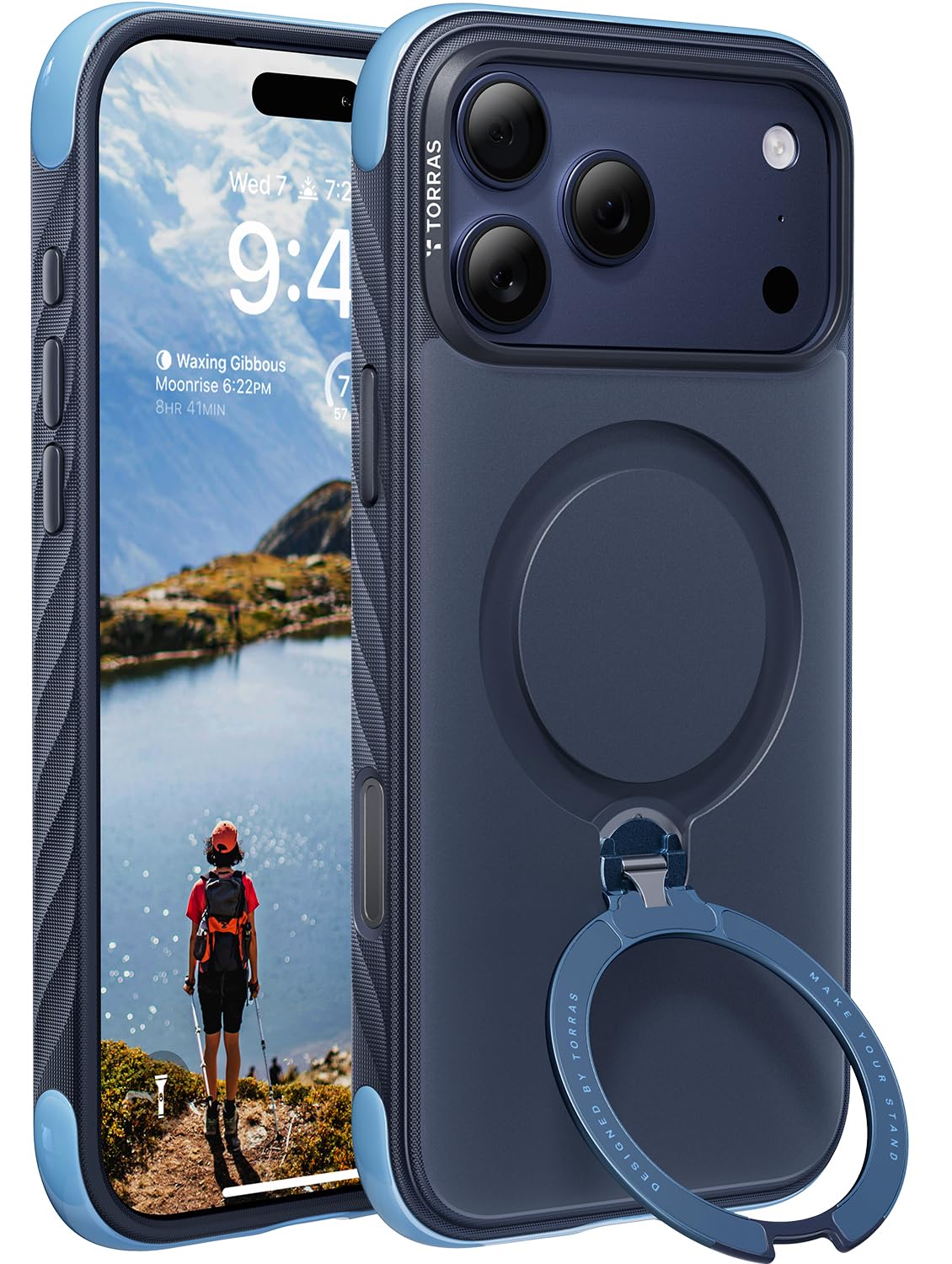 Q3 Rugged for iPhone 17 Pro Max Case 360 Magnetic Stand, Deep Blue