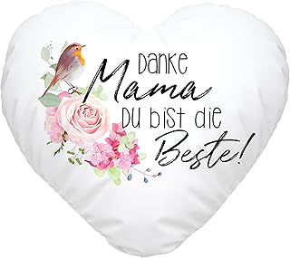 SpecialMe® Herzkissen Danke Mama Du bist die Beste Blumen Danke Mama Geschenk M...
