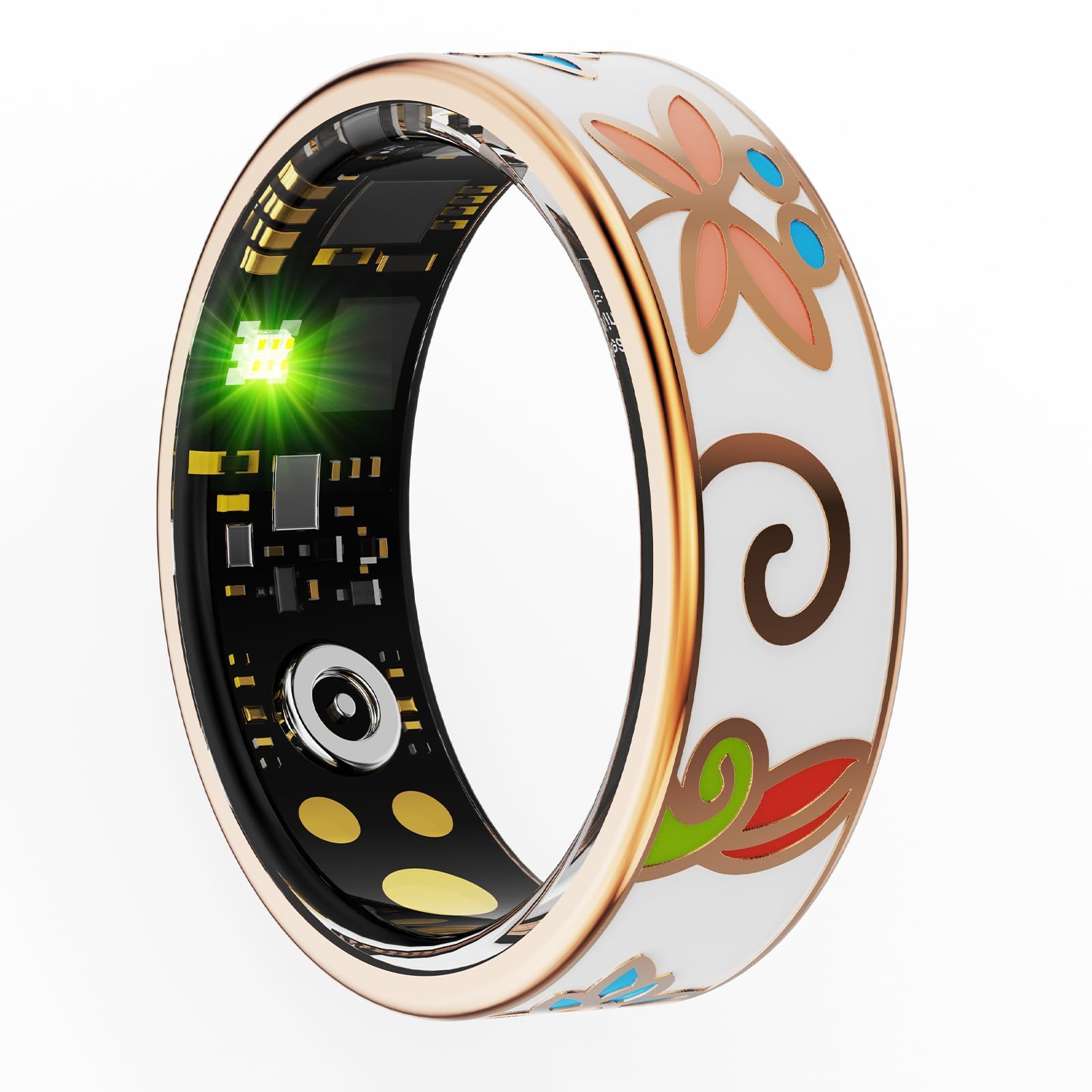 Yihou Anillo inteligente para mujer, anillo de salud con rastreador de fitness esmaltado con monitoreo de frecuencia cardíaca, monitor de sueño, distancia, podómetro, calorías, sin tarifa de