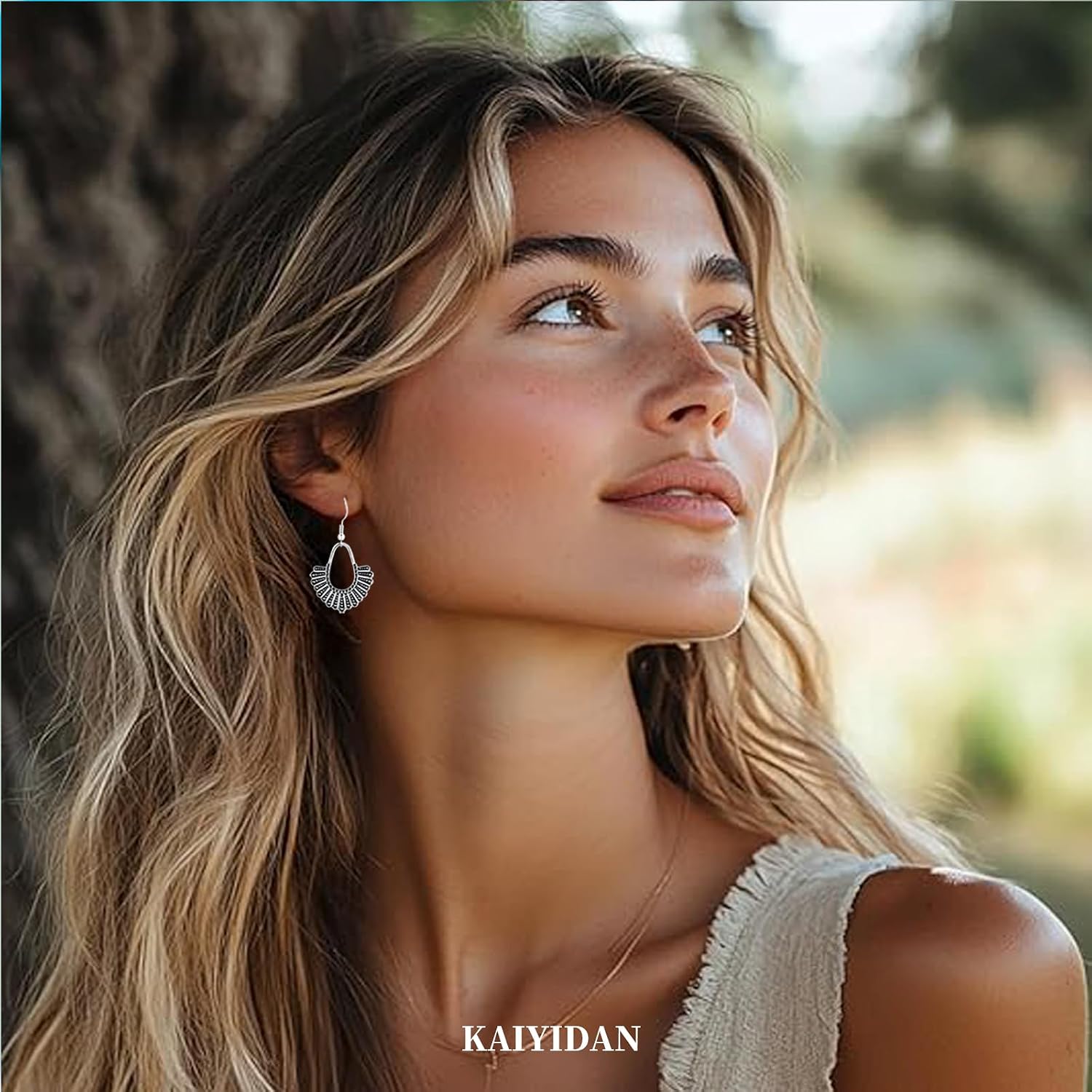 Silver Dangle Earrings For Women Trendy,Boho Cute Drop Western Earings,Vintage Gothic Ethnic Statement Beach Vacation Long Earrings with Leaf Teardrop Turquoise Crystal Tassels,Fashion Jewelry Birthday Gift. image 2