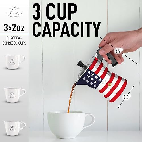 Miniatura 3 de Zulay - Cafetera moca clásica de estilo italiano, con capacidad para 3tazas de expreso fuerte y de gran sabor, para usar en estufa, fácil de usar y