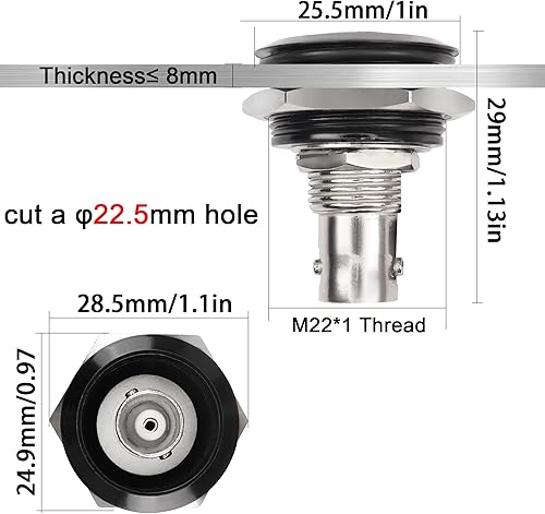 Miniatura 4 de QIANRENON Adaptador circular de fijación roscada BNC hembra a hembra Conector de montaje en panel BNC Toma de módulo de vigilancia BNC, 75 ohmios,