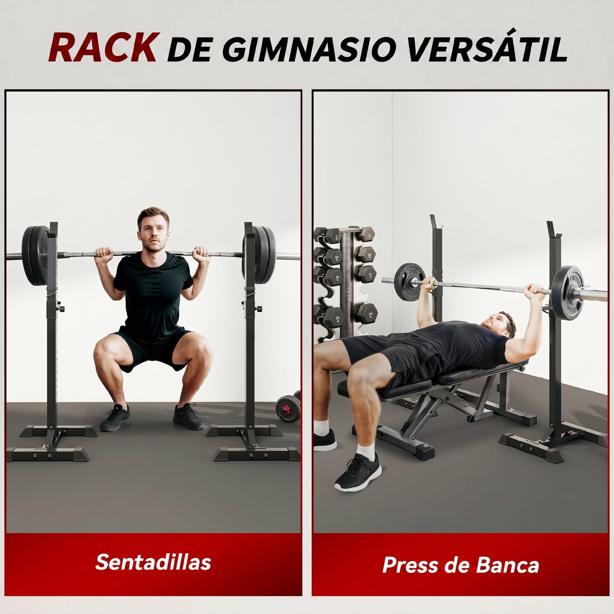 HOMCOM Soporte para Pesas Barra | Soporte Barra Pesas de Acero, 12 Niveles, Carga Máx. 150 kg, Entrenamiento en Gimnasio Hogar