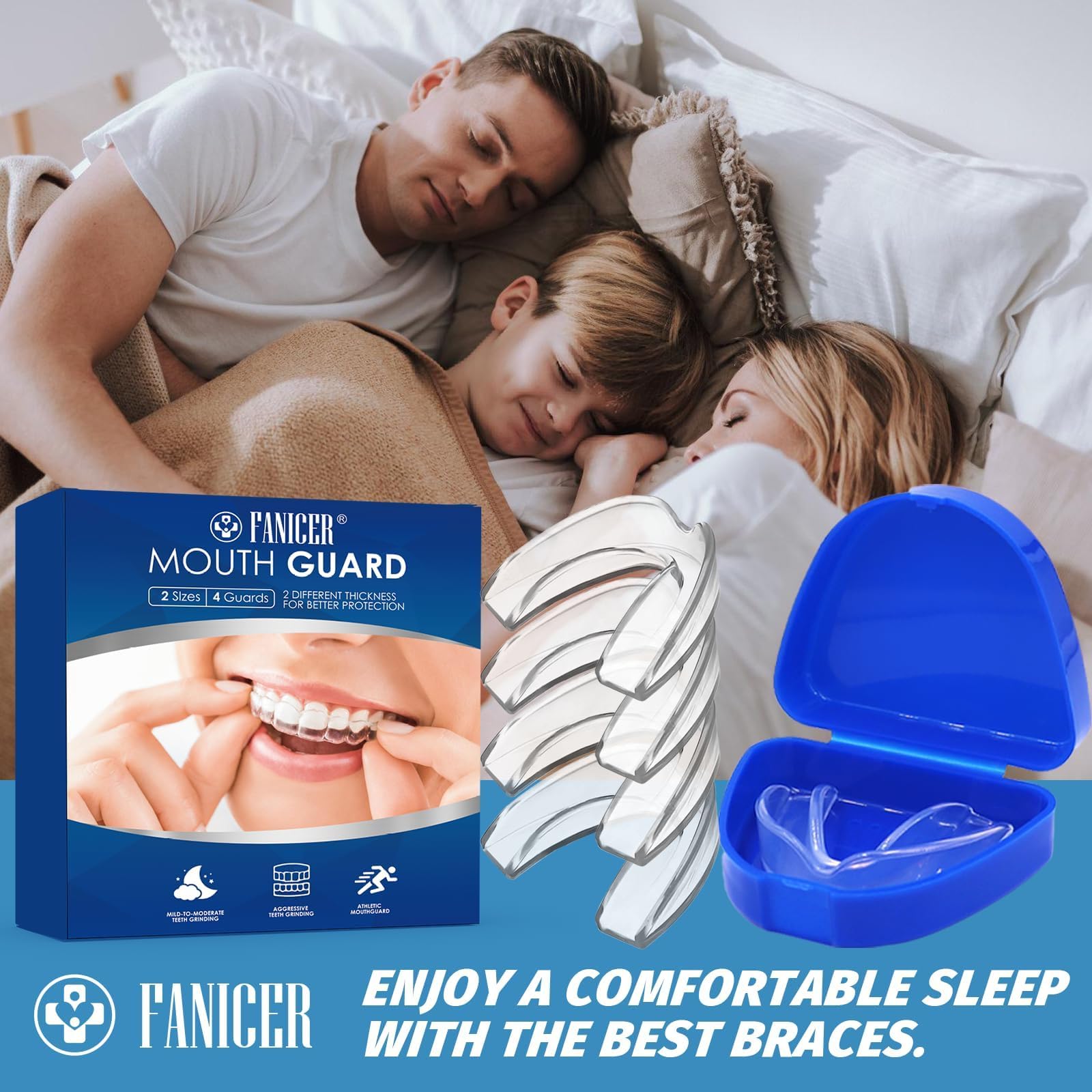 4 Piezas Férulas Descarga Bruxismo,Férula Dental Transparente para Dormir,Prevenir el Bruxismo, Dispositivos Anti Ronquidos para Detener Los Ronquidos, Reduce Ronquido, Unisex Adultos