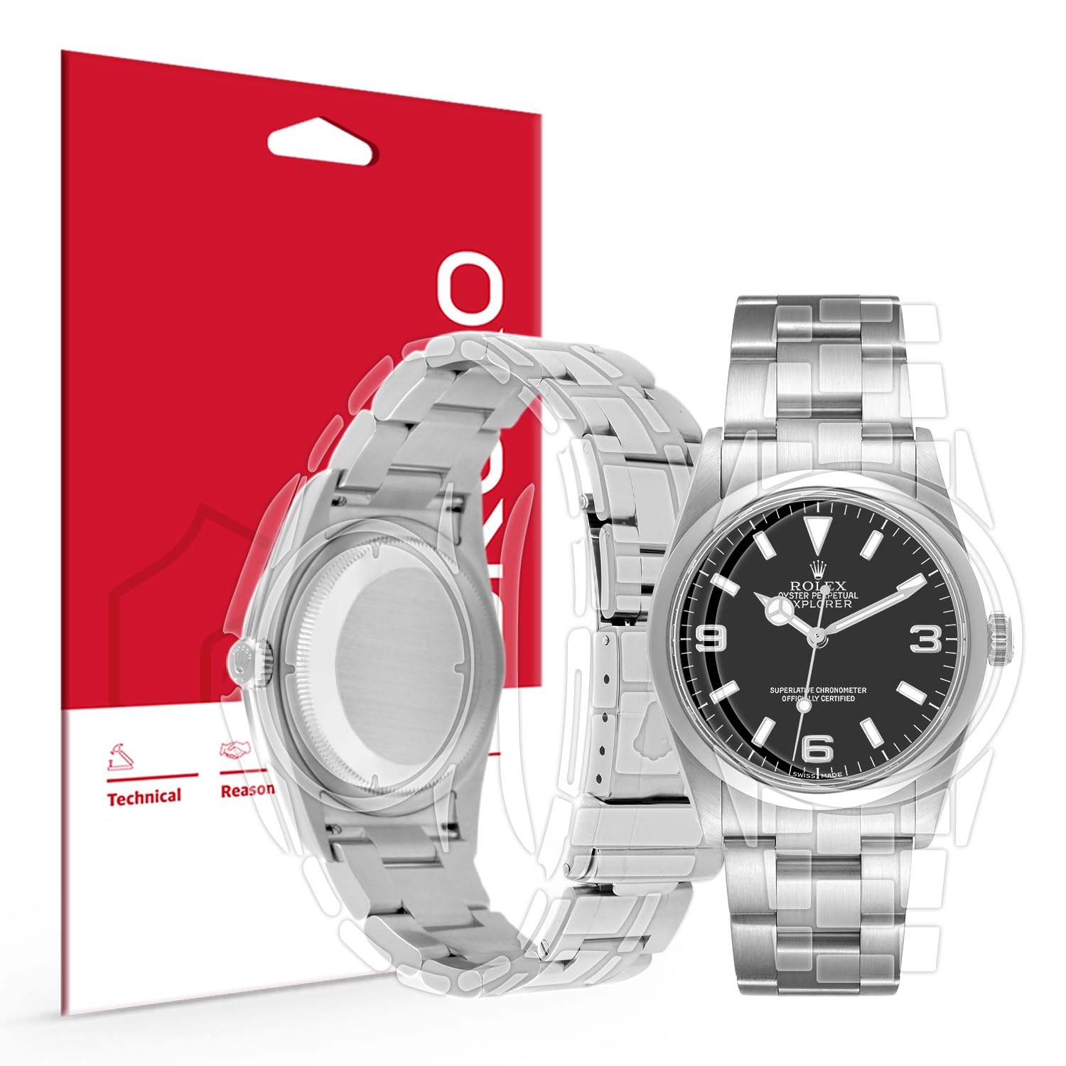 skoko [1Set Full Package Pellicola Protettiva Corpo Compatibile con Rolex Explorer 36mm Ref. 114270, Pelle Trasparente Lucida, Copertura Completa, Anti Scartch, Pezzi extra per aree difficili